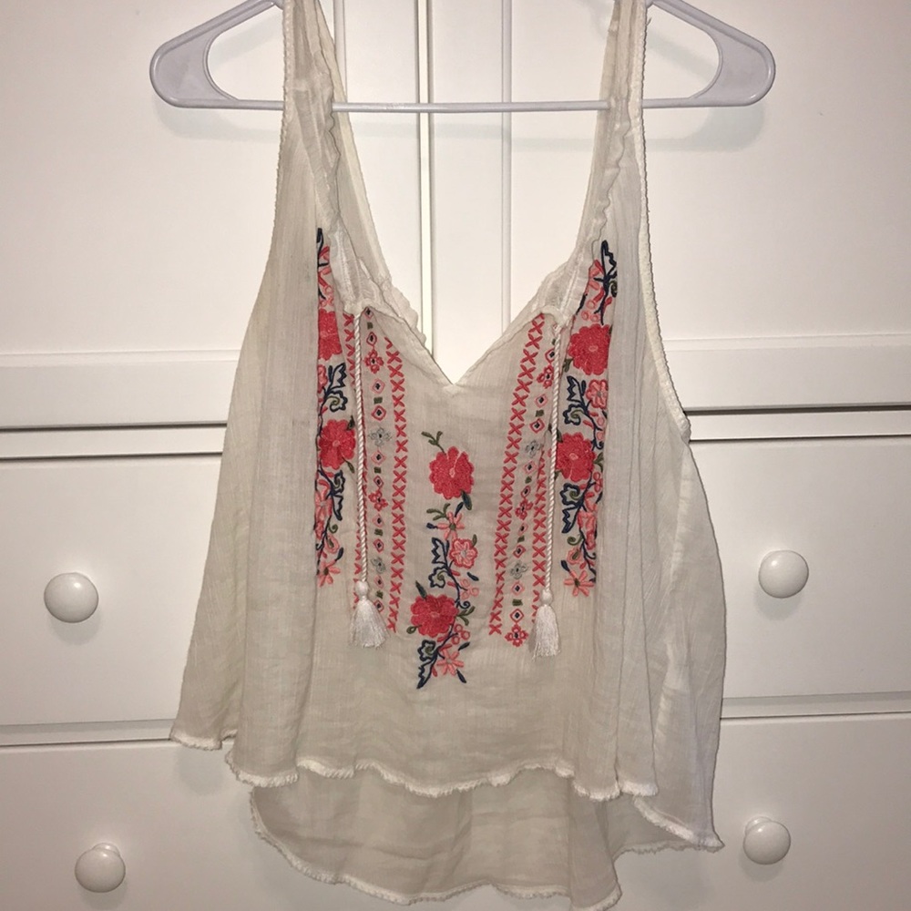 white tank with floral print